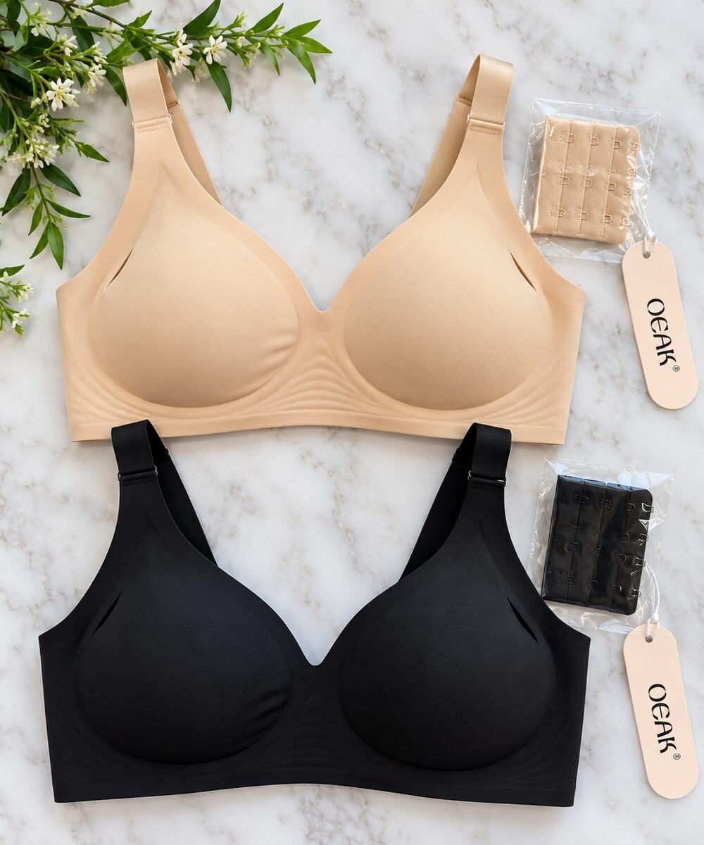OEAK Deep V Jelly Bra 2-Pack Black Nude Wireless NWT Size Smal